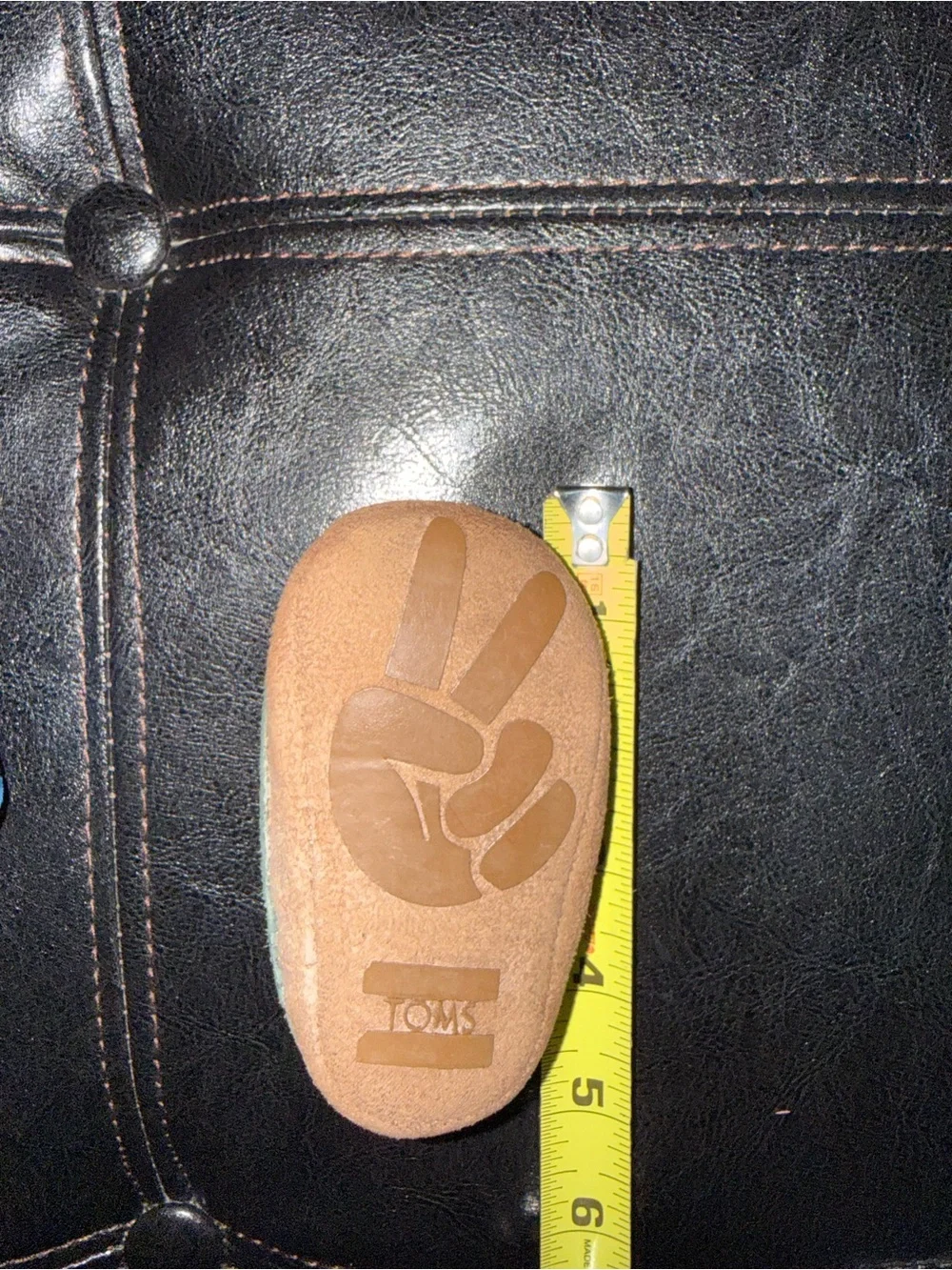 Toms Baby Moccasins Tan & Light Blue Peace Sign Sole